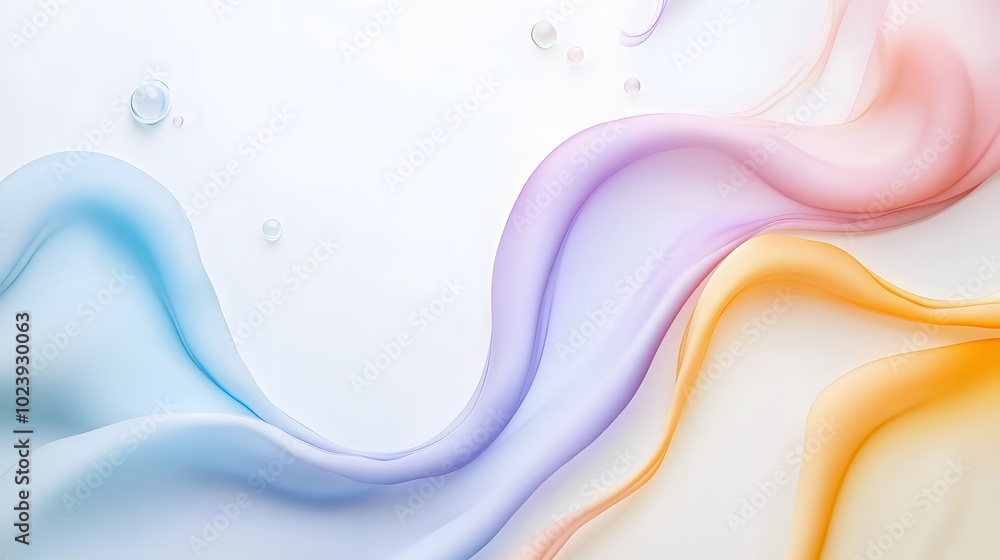 Poster 2. a vibrant composition of flowing banner drops in various pastel shades, gracefully cascading down