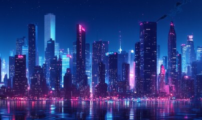 Fototapeta premium skyline with beautiful lights at night