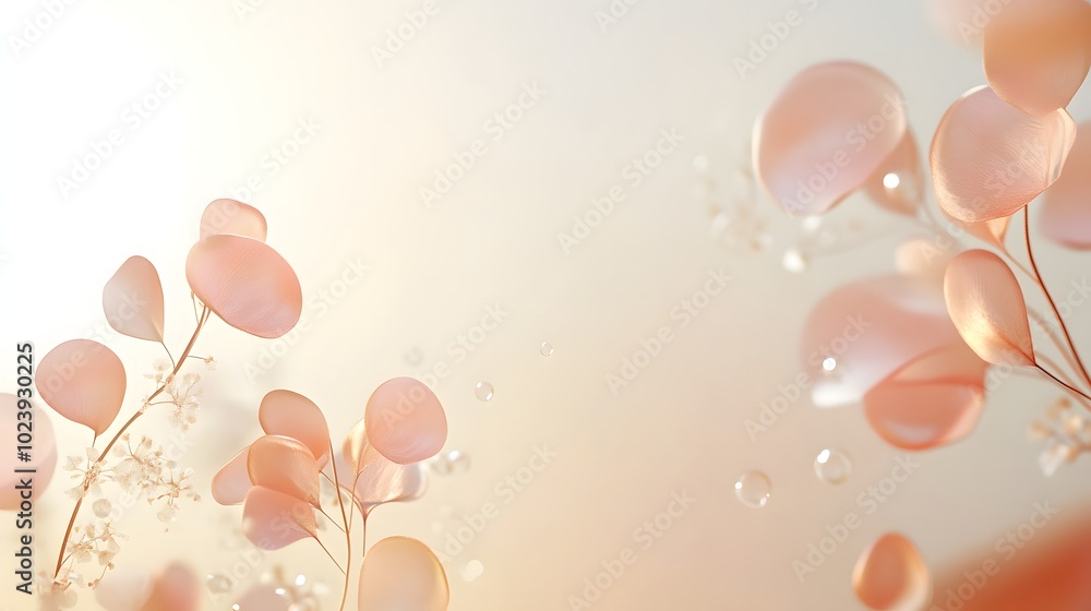 Poster 3. a serene display of gently swaying banner drops on a pastel background, creating a calming atmosp