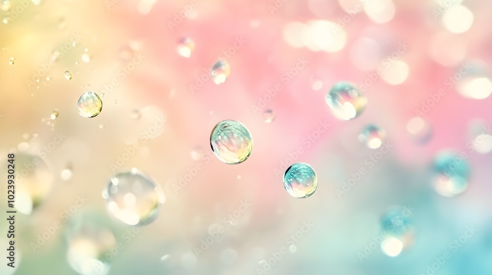 Poster 3. a serene display of gently swaying banner drops on a pastel background, creating a calming atmosp