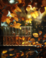 hormones, test tubes, laboratory, science fiction, autumn background