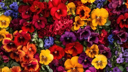 Fototapeta premium Vibrant Multicolored Pansy Flower Array