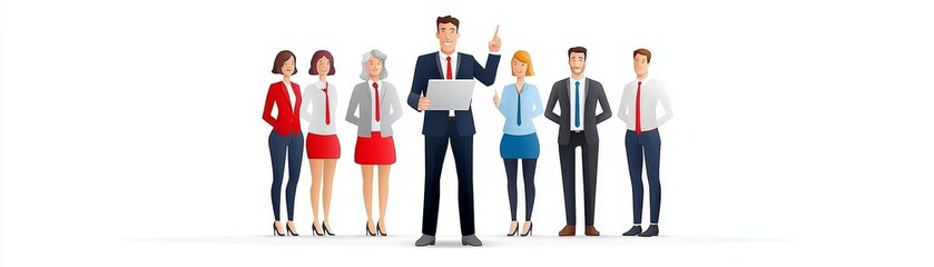 Fototapeta premium Group of Professionals in Flat Design Style
