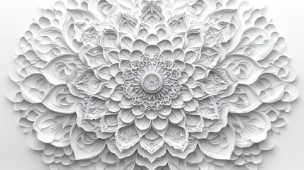 Intricate paper cut mandala with perfectly symmetrical geometric patterns in layered detail, paper cut mandala, symmetrical spiritual art