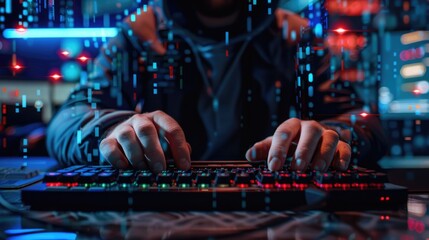 cyberspace internet security protection technology concept picture of data network computer security system.