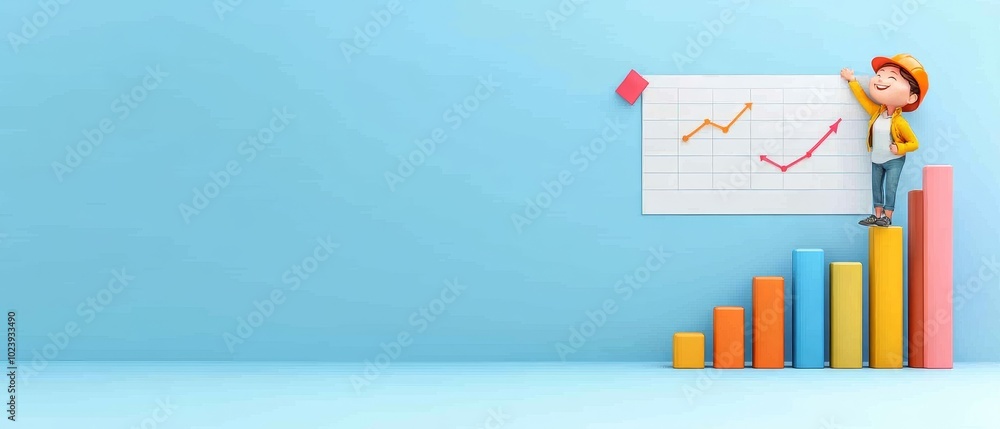 Poster hyper-realistic project manager with growth graph
