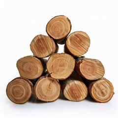 Pile of firewood isolated on a white background. Wood for The Fire. Sawn trees from the forest. Logging timber wood industry. Background of stacked chopped wood logs