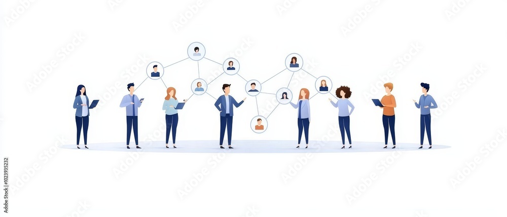 Poster flat design of stakeholders networking concept