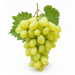 Obraz premium Ripe juicy sweet green grapes bunch isolated on white background