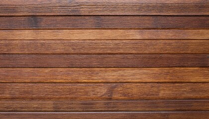 Fototapeta premium Brown wood panel repeat texture. Realistic timber dark striped wall background. Bamboo textured planks banner. Parquet board surface. Oak floor tile. Metal line shape fence 