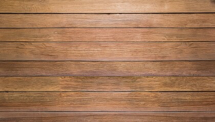 Fototapeta premium Brown wood panel repeat texture. Realistic timber dark striped wall background. Bamboo textured planks banner. Parquet board surface. Oak floor tile. Metal line shape fence 