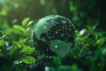 Sustainable development goals, global communication, environmental technology, network concept for green future