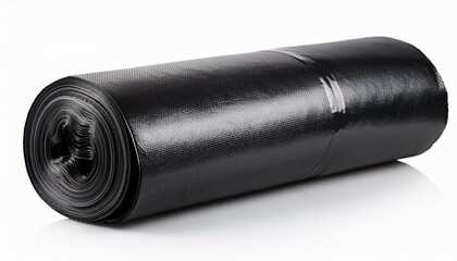 Black bin bags roll isolated clipping path white background