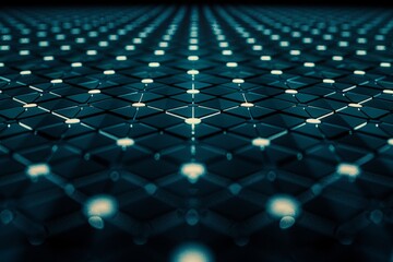 Abstract background of a grid with glowing white dots, creating a futuristic and technological aesthetic.