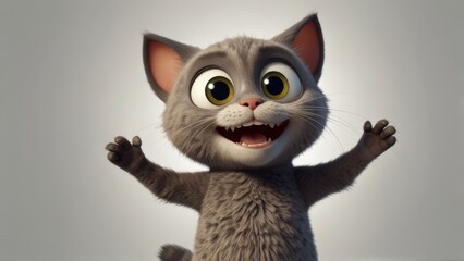 Obraz premium Happy cute cat waving hand