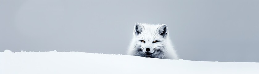 Arctic fox in the snow, winter camouflage, wildlife photography style, crisp detail, isolated on white background