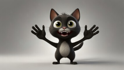 Happy cute cat waving hand