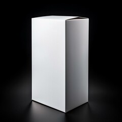 Naklejka premium Realistic blank white product package box mockup, black background