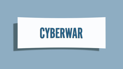 Cyberwar. A card isolated on blue background.