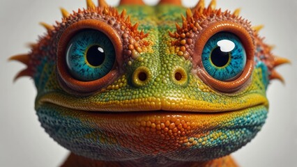 Obraz premium Cartoon of a lizard with big eyes
