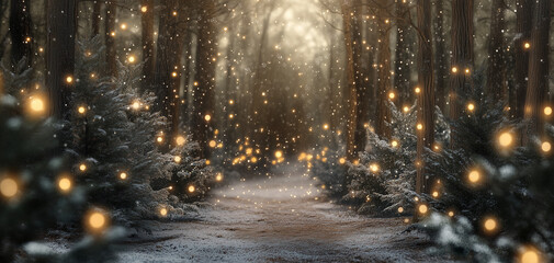 Enchanted pine forest wallpaper background 006