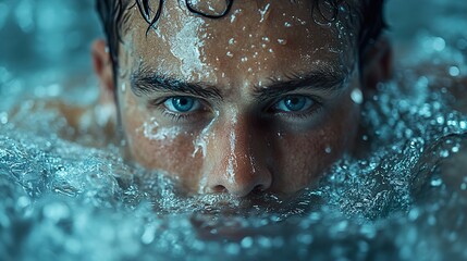 Close Up Portrait of a Man in Water