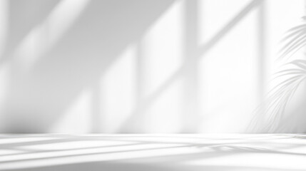 A white room with a large window and a plant in the corner. The room is empty and has a lot of natural light coming in from the window