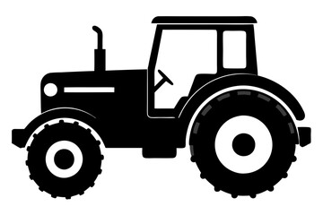 Tractor silhouette vector, old tractor vector silhouette illustration