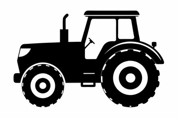 Tractor silhouette vector, old tractor vector silhouette illustration
