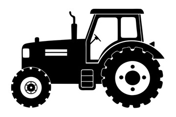 Tractor silhouette vector, old tractor vector silhouette illustration