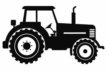 Tractor silhouette vector, old tractor vector silhouette illustration
