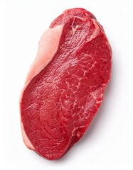 Fototapeta premium Fresh raw beef steak isolated on white background, close up. Best beef meat top view 