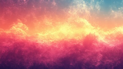 Fototapeta premium A vibrant sky with a bright yellow light shining through the fluffy white clouds.