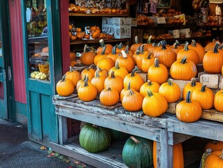 Pumpkin display at market full frame