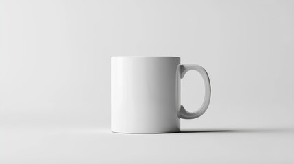 A Crisp and Elegant White Ceramic Mug Perfect for Coffee or Tea Experiences, Showcasing Minimalist Design in a Tranquil Setting