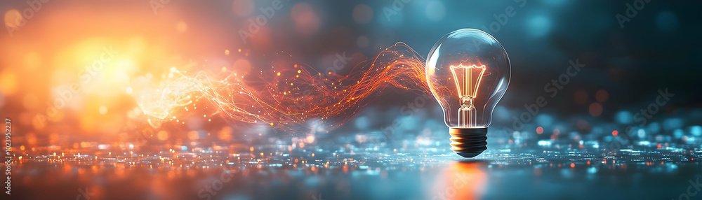 Aufkleber floating lightbulb with glowing data stream symbolizing mastery in technology trends and innovative 