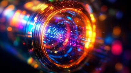 Obraz premium A mystical machine powered by glowing crystals, its gears turning to create vibrant new worlds, Vivid Colors, Surreal, Sci-fi Fantasy, Neon Glow, Highly Detailed