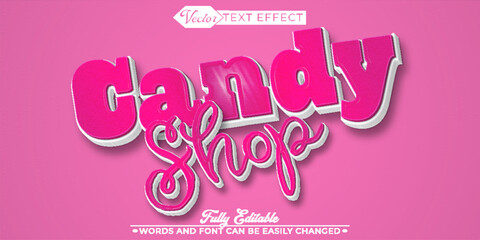 Cartoon Cute Candy Shop Vector Editable Text Effect Template