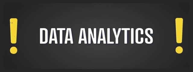 Data Analytics. A blackboard with white text. Illustration with grunge text style.