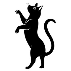 
Cat standing on its hind legs and reaching up silhouette vector illustration
