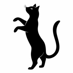 
Cat standing on its hind legs and reaching up silhouette vector illustration