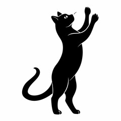 
Cat standing on its hind legs and reaching up silhouette vector illustration
