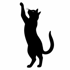 
Cat standing on its hind legs and reaching up silhouette vector illustration