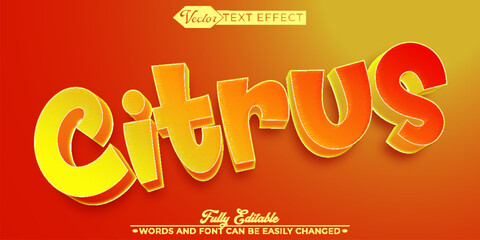 Cartoon Orange Citrus Vector Editable Text Effect Template
