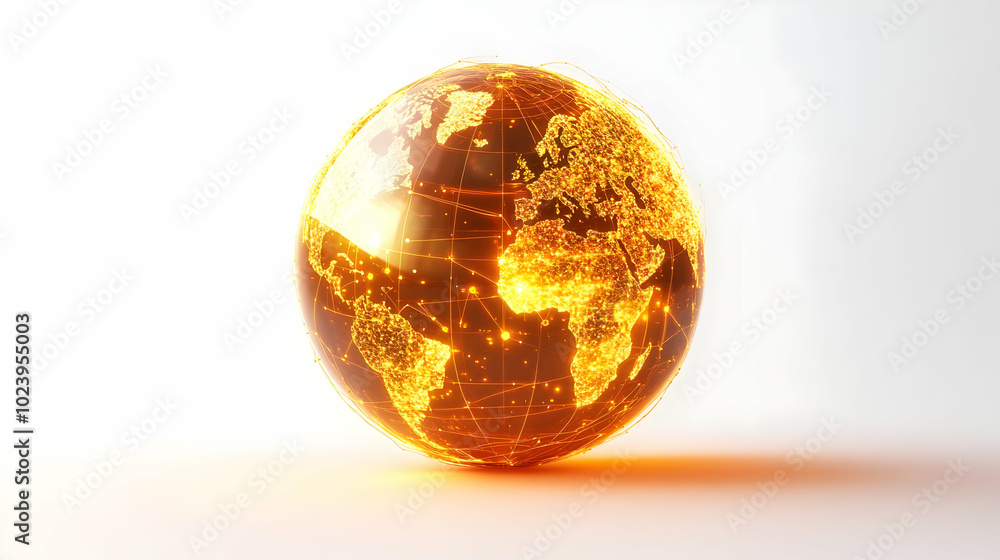 Poster 3d globe with floating connection lines concept - innovative global mastery in communication trends,