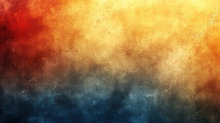 Abstract background with red, orange, yellow, and blue paint splatters.