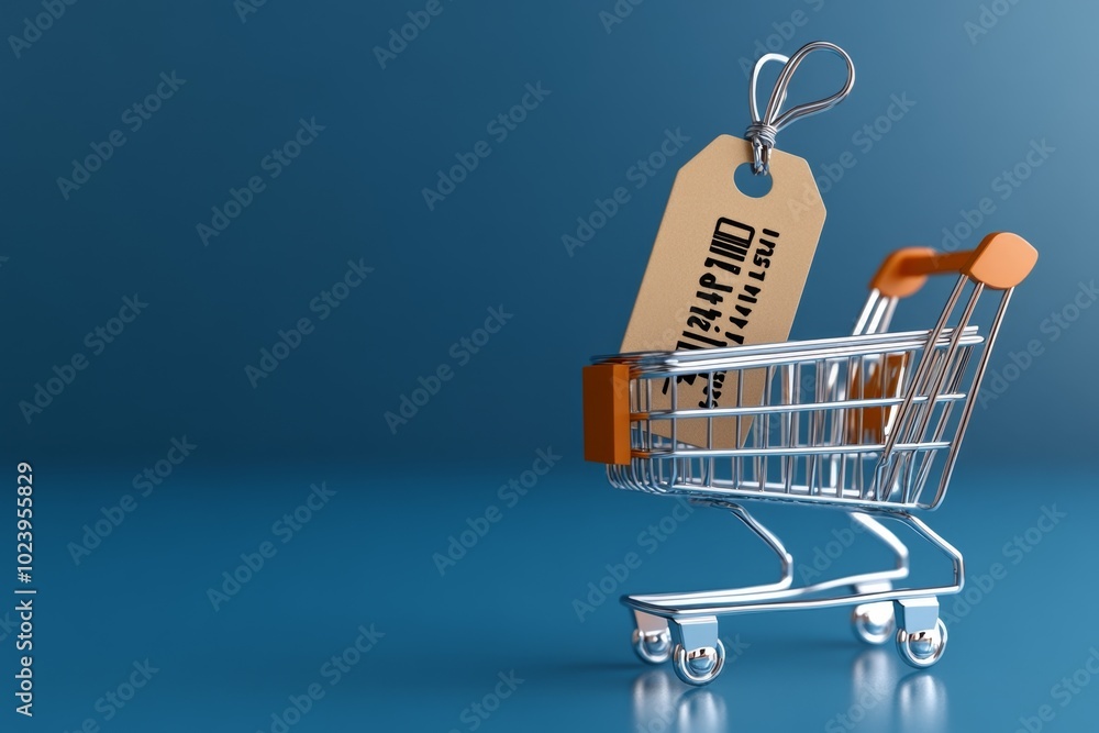 Aufkleber a clean, minimalist shopping cart icon with a large price tag, symbolizing price cuts in a simplifie