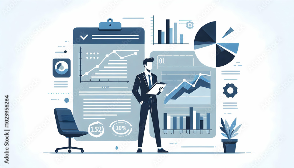 Aufkleber minimalist flat vector of isolated business report and graph icon for corporate branding and financi