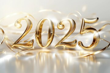 New Year celebration with golden numbers on a soft blurred backdrop The shimmering digits exude elegance and optimism, creating a festive atmosphere for the upcoming year