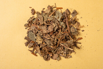 top view herb GanYuXingCao or Houttuyniae Herba or dried Heartleaf Houttuynia Herb